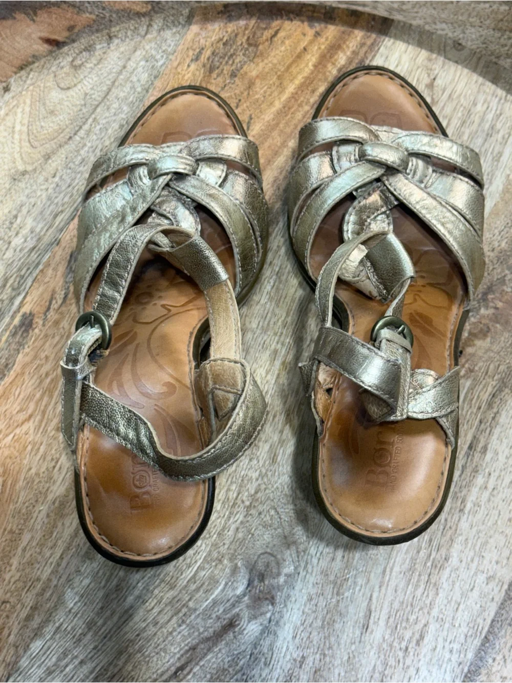 Gold Leather Heels Børn Metallic Platform Party Sandals Size 9